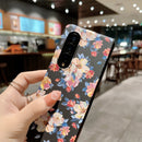 For Samsung Galaxy Z Fold4 Frosted Flower Pattern Protective Phone Case(Apricot Flower)