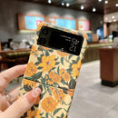 For Samsung Galaxy Z Flip4 Frosted Flower Pattern Protective Phone Case(Apricot Flower)