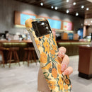 For Samsung Galaxy Z Flip4 Frosted Flower Pattern Protective Phone Case(Apricot Flower)