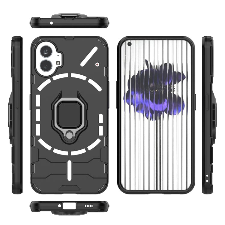 For Nothing Phone 1 PC + TPU Shockproof Protective Phone Case with Magnetic Ring Holder(Black)
