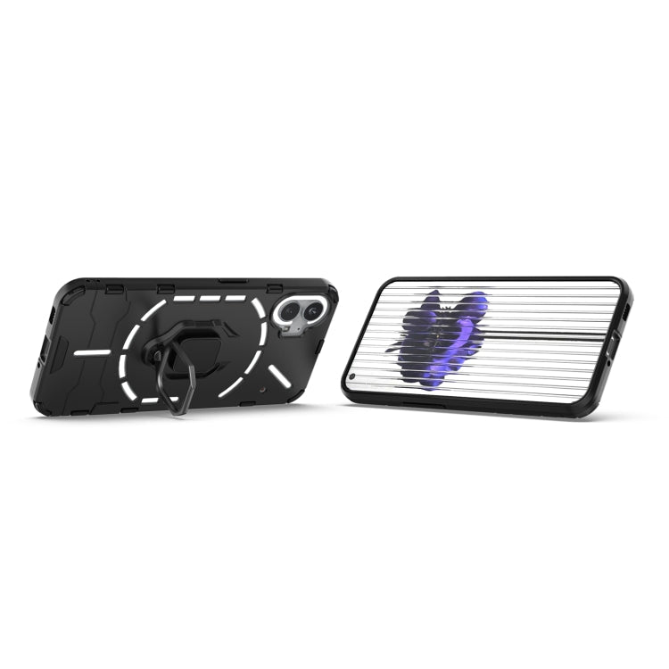 For Nothing Phone 1 PC + TPU Shockproof Protective Phone Case with Magnetic Ring Holder(Black)