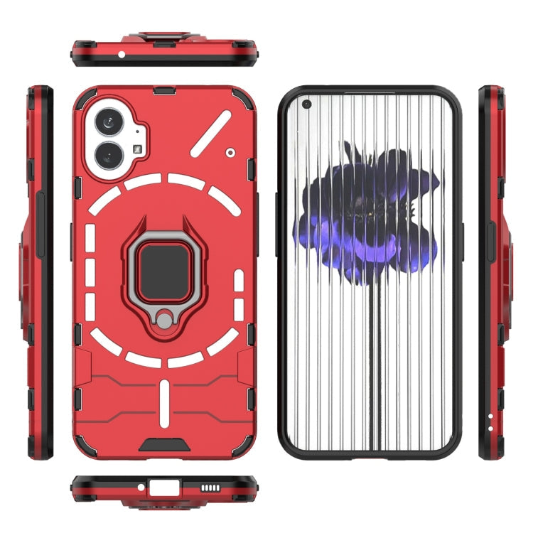 For Nothing Phone 1 PC + TPU Shockproof Protective Phone Case with Magnetic Ring Holder(Red)