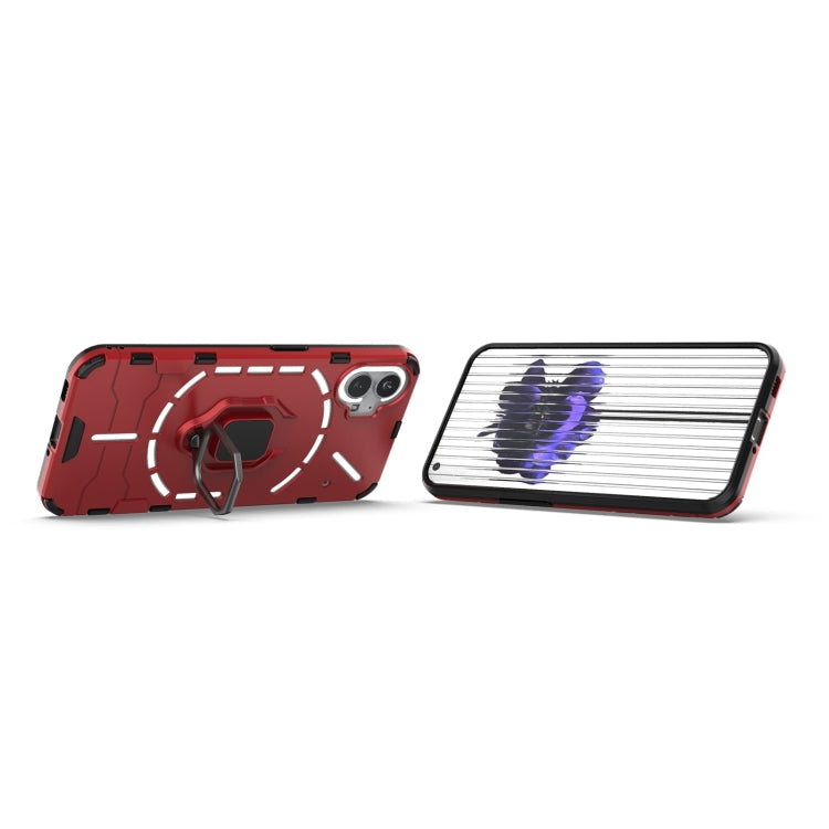 For Nothing Phone 1 PC + TPU Shockproof Protective Phone Case with Magnetic Ring Holder(Red)
