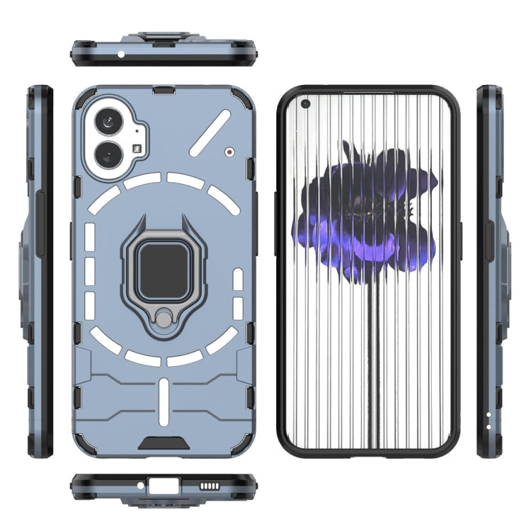 For Nothing Phone 1 PC + TPU Shockproof Protective Phone Case with Magnetic Ring Holder(Navy Blue)