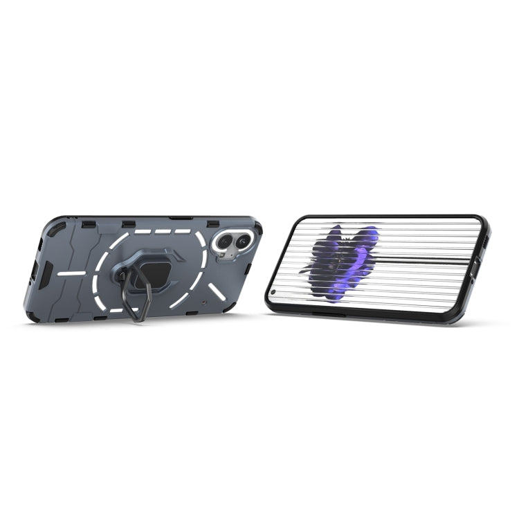 For Nothing Phone 1 PC + TPU Shockproof Protective Phone Case with Magnetic Ring Holder(Navy Blue)