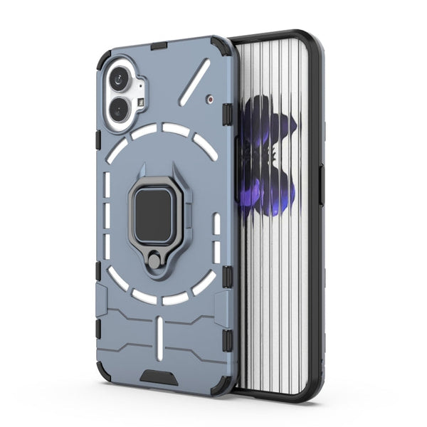 For Nothing Phone 1 PC + TPU Shockproof Protective Phone Case with Magnetic Ring Holder(Navy Blue)