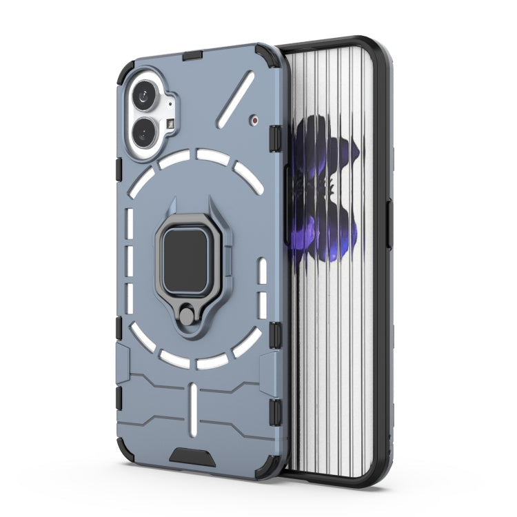 For Nothing Phone 1 PC + TPU Shockproof Protective Phone Case with Magnetic Ring Holder(Navy Blue)