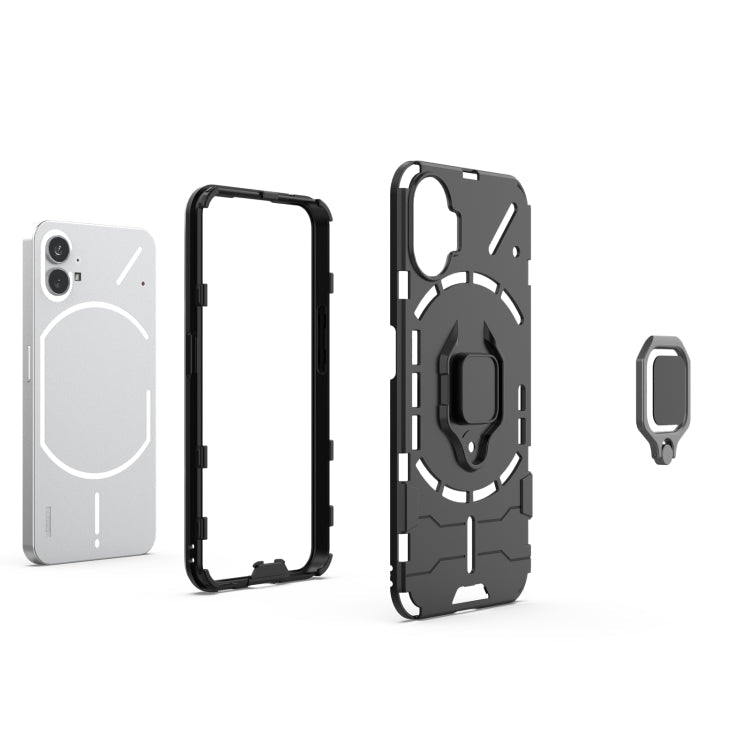 For Nothing Phone 1 PC + TPU Shockproof Protective Phone Case with Magnetic Ring Holder(Red)