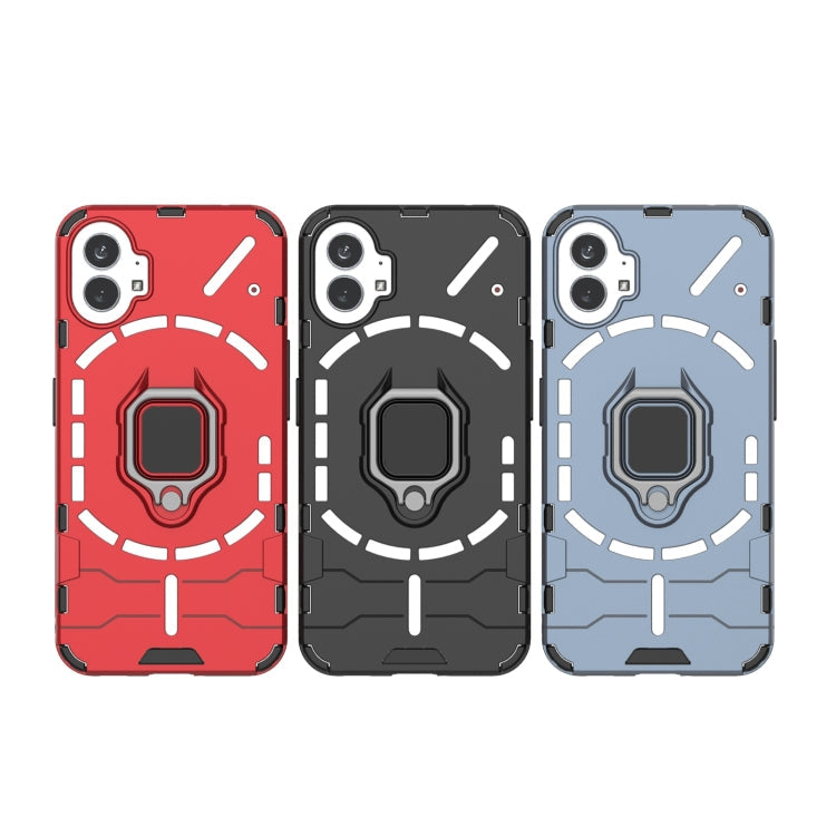 For Nothing Phone 1 PC + TPU Shockproof Protective Phone Case with Magnetic Ring Holder(Red)