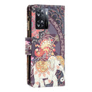 For OPPO A57 4G Colored Drawing Pattern Zipper Leather Phone Case(Flower Elephants)