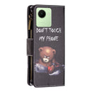 For Realme C30 Colored Drawing Pattern Zipper Leather Phone Case(Bear)