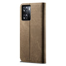 For Realme V23 / Narzo 50 / Oppo A77 5G / A57 4G Denim Texture Casual Style Horizontal Flip Leather Phone Case(Khaki)