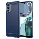 For Motorola Moto G62 5G Brushed Texture Carbon Fiber TPU Phone Case(Blue)