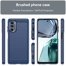 For Motorola Moto G62 5G Brushed Texture Carbon Fiber TPU Phone Case(Blue)
