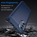For Motorola Moto G62 5G Brushed Texture Carbon Fiber TPU Phone Case(Blue)