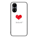 For Huawei P50 Pro Colorful Painted Glass Phone Case(Red Heart)