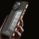 For iPhone 12 Pro Max 3 in 1 Electroplated Frame Phantom Phone Case(Blue)