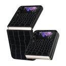 For Samsung Galaxy Z Flip4 Leather Shockproof Protective Phone Case(Black Crocodile Texture)
