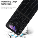 For Samsung Galaxy Z Flip4 Leather Shockproof Protective Phone Case(Black Crocodile Texture)