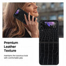 For Samsung Galaxy Z Flip4 Leather Shockproof Protective Phone Case(Black Crocodile Texture)
