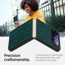 For Samsung Galaxy Z Flip4 Leather Shockproof Protective Phone Case(Green Crocodile Texture)