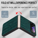 For Samsung Galaxy Z Flip4 Leather Shockproof Protective Phone Case(Green Crocodile Texture)