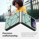 For Samsung Galaxy Z Flip4 Leather Shockproof Protective Phone Case(Green Spider Net Texture)