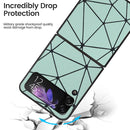For Samsung Galaxy Z Flip4 Leather Shockproof Protective Phone Case(Green Spider Net Texture)