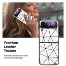 For Samsung Galaxy Z Flip4 Leather Shockproof Protective Phone Case(White Spider Net Texture)