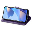 For OPPO A16e Four-leaf Clasp Embossed Buckle Leather Phone Case(Purple)