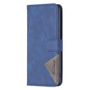 For Motorola Moto G62 Magnetic Buckle Rhombus Texture Leather Phone Case(Blue)