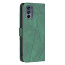 For Motorola Moto G62 Magnetic Buckle Rhombus Texture Leather Phone Case(Green)