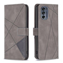 For Motorola Moto G62 Magnetic Buckle Rhombus Texture Leather Phone Case(Grey)