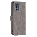 For Motorola Moto G62 Magnetic Buckle Rhombus Texture Leather Phone Case(Grey)