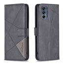 For Motorola Moto G62 Magnetic Buckle Rhombus Texture Leather Phone Case(Black)