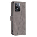 For OPPO A57 4G Magnetic Buckle Rhombus Texture Leather Phone Case(Grey)