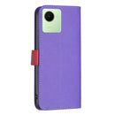 For Realme C30 BF13 Color Matching Cross Texture Leather Phone Case(Purple)