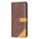 For Motorola Moto G62 Color Matching Double Sewing Thread Leather Phone Case(Brown)
