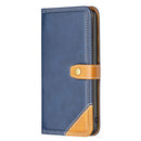 For Motorola Moto G62 Color Matching Double Sewing Thread Leather Phone Case(Blue)