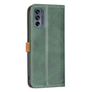 For Motorola Moto G62 Color Matching Double Sewing Thread Leather Phone Case(Green)