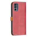 For Motorola Moto G62 Color Matching Double Sewing Thread Leather Phone Case(Red)