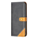 For Realme C30 Color Matching Double Sewing Thread Leather Phone Case(Black)