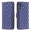 For Motorola Moto G62 Diamond Lattice Wallet Leather Flip Phone Case(Blue)
