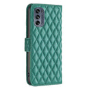 For Motorola Moto G62 Diamond Lattice Wallet Leather Flip Phone Case(Green)