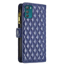 For Motorola Moto G42 4G Diamond Lattice Zipper Wallet Leather Flip Phone Case(Blue)