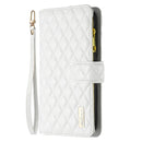 For Motorola Moto G42 4G Diamond Lattice Zipper Wallet Leather Flip Phone Case(White)