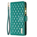 For Motorola Moto G42 4G Diamond Lattice Zipper Wallet Leather Flip Phone Case(Green)