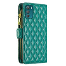 For Motorola Moto G42 4G Diamond Lattice Zipper Wallet Leather Flip Phone Case(Green)