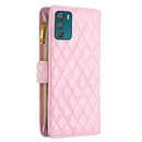 For Motorola Moto G42 4G Diamond Lattice Zipper Wallet Leather Flip Phone Case(Pink)