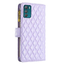 For Motorola Moto G42 4G Diamond Lattice Zipper Wallet Leather Flip Phone Case(Purple)